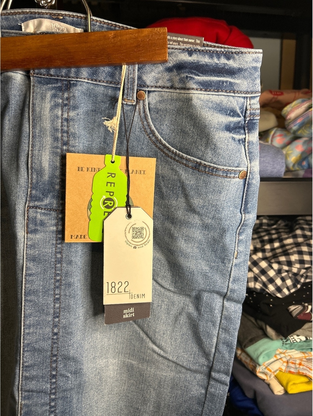 1822 Denim Midik Skirt Light Blue Denim